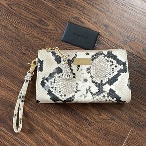 Brahmin Millie wristlet black and white snake